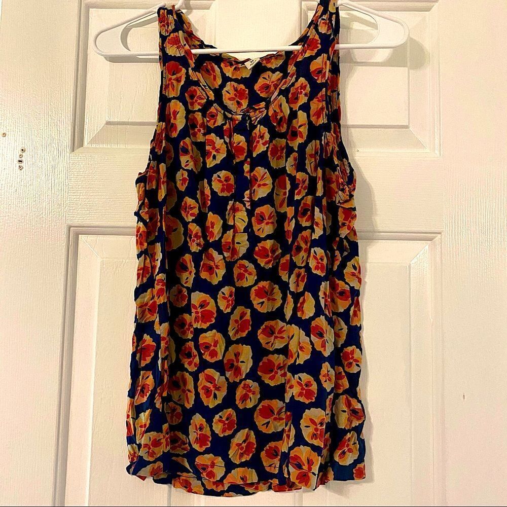 Old Navy Blue and Orange Flower Shirt
